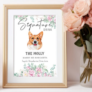 Affiche Panneau de signature Mariage Welsh Corgi