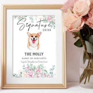 Affiche Panneau de signature Mariage Welsh Corgi