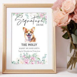 Affiche Panneau de signature Mariage Welsh Corgi