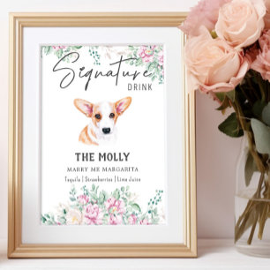 Affiche Panneau de signature Mariage Welsh Corgi