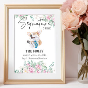 Affiche Panneau de signature Mariage Welsh Corgi