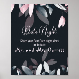 Affiche Panneau de soirée en date élégante aquarelle rose