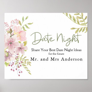 Affiche Panneau de soirée en date florale de magnolia rose