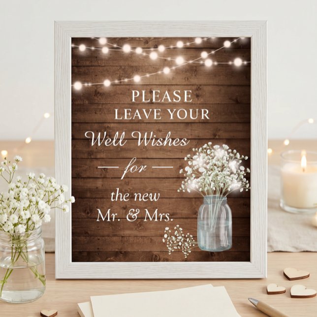 Affiche Panneau de Souhaits Lumineux avec Baby's Breath Ru (Créateur téléchargé)
