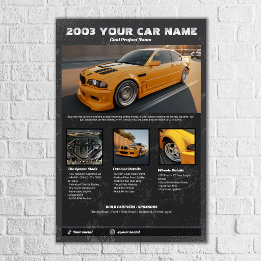 Affiche Panneau de spécifications de salon automobile avec