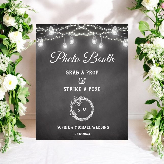 Affiche Panneau de stand de photomaton de mariage noir et  (Créateur téléchargé)