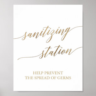 Affiche Panneau de station de désinfection en calligraphie