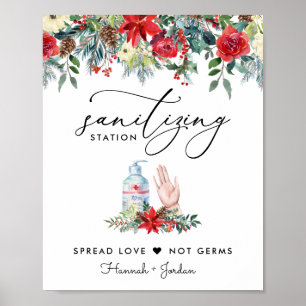 Affiche Panneau de station de désinfection Floral rustiq