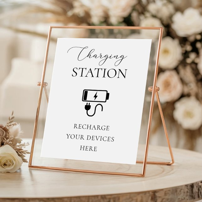 Affiche Panneau de station de recharge écriture élégante p (Créateur téléchargé)