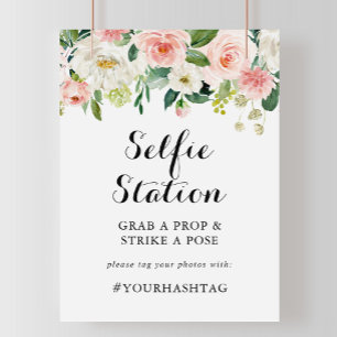 Affiche Panneau de station de selfie à feuillage vert flor