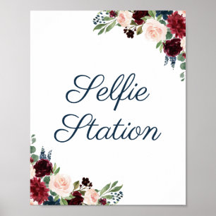 Affiche Panneau de station de selfie de mariage floral Mar