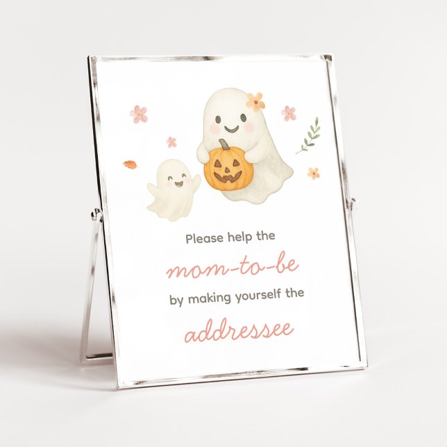 Affiche Panneau de station d'enveloppe Little Boo Hallowee (Pink Halloween Little Boo Baby Shower Envelope Station Sign)