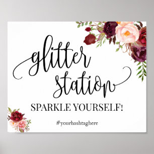 Affiche Panneau de station pailleté pour mariage floral ma