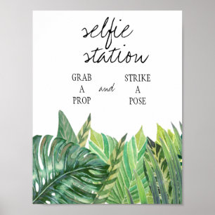 Affiche Panneau de station selfie - Mariage verdure