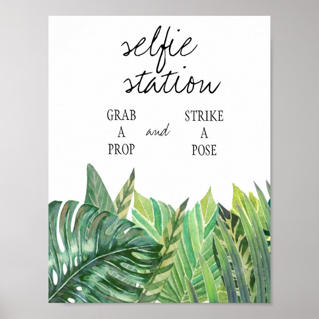 Affiche Panneau de station selfie - Mariage verdure (Devant)