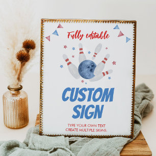 Affiche Panneau de table Anniversaire de enfant de Bowling