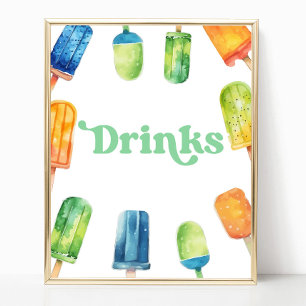 Affiche Panneau de table Blue Green Orange Popsicle Party 