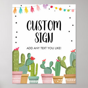 Affiche Panneau de table cactus de fête personnalisable mo