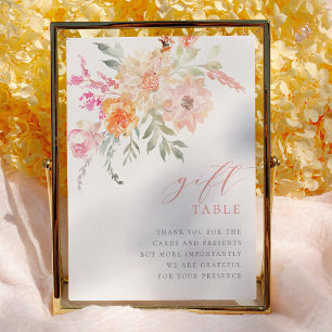 Affiche Panneau de table cadeau pour baby shower floral en