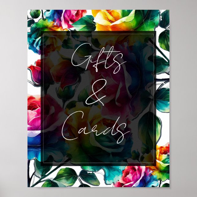 Affiche Panneau de table Cadeaux de mariage et Cartes Rose (Devant)