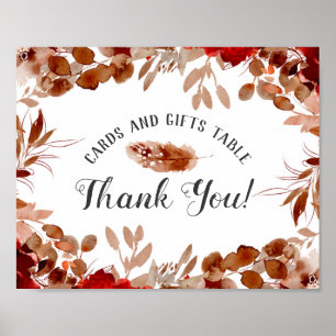 Affiche Panneau de table Cartes et Cadeaux de Fleurs Beaut