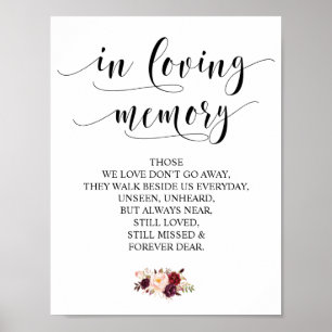 Affiche Panneau de table commémoratif de mariage à la mémo