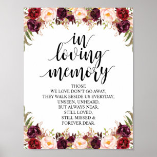 Affiche Panneau de table commémoratif de mariage calligrap