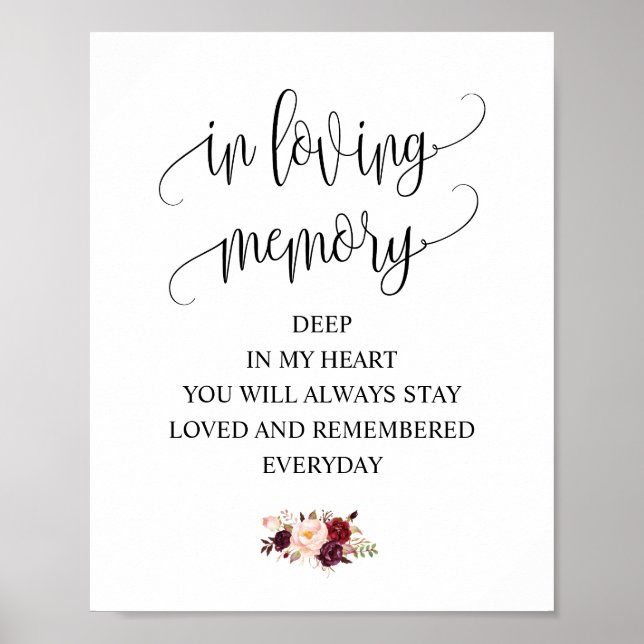 Affiche Panneau de table commémoratif de mariage en souven (Devant)