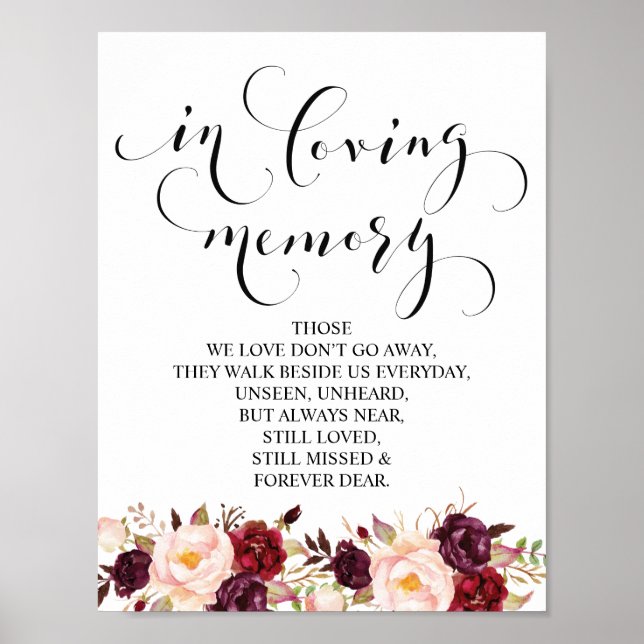 Affiche Panneau de table commémoratif de mariage en souven (Devant)