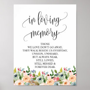 Affiche Panneau de table commémoratif de mariage en souven