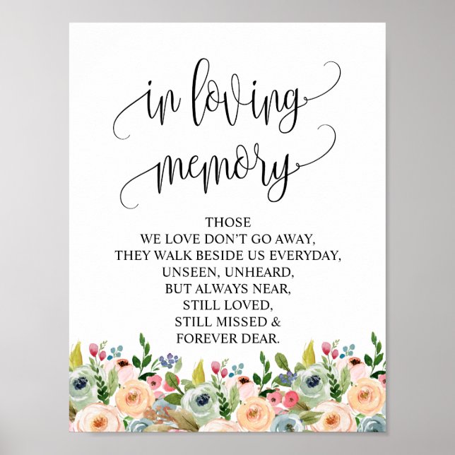Affiche Panneau de table commémoratif de mariage en souven (Devant)