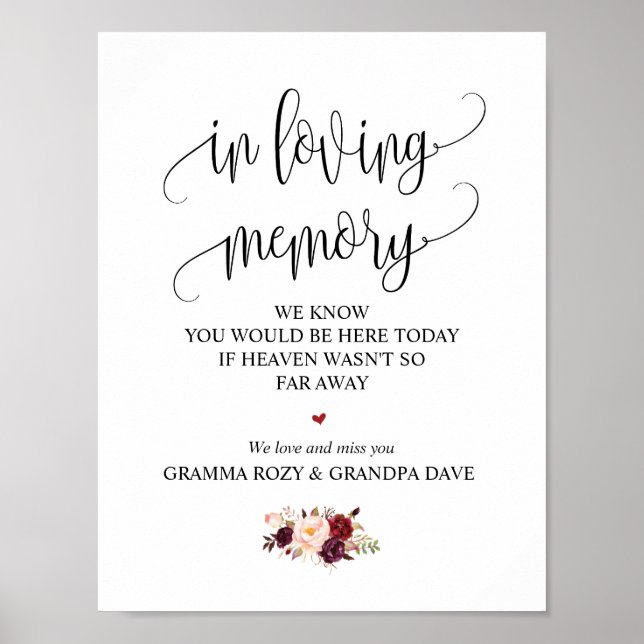 Affiche Panneau de table commémoratif de mariage v5 en sou (Devant)