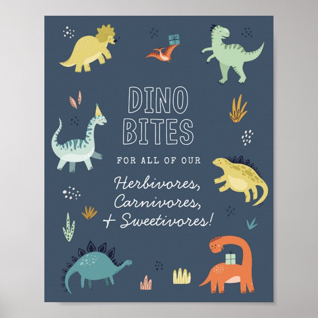 Affiche Panneau de table Cute Dinosaur Dino Bites (Devant)