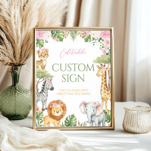 Affiche Panneau de table d'anniversaire Animaux de la jung