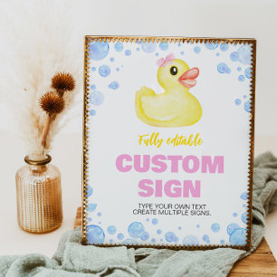 Affiche Panneau de table d'anniversaire de la fille canard
