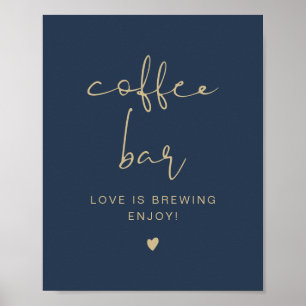 Affiche Panneau de table de bar à café moderne Navy & Or C