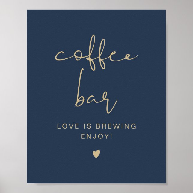 Affiche Panneau de table de bar à café moderne Navy & Or C (Devant)