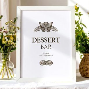 Affiche Panneau de table de bar à desserts élégant avec él