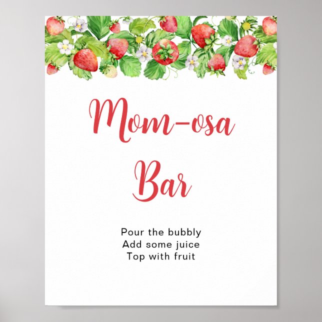 Affiche Panneau de table de bar Mom-osa à la fraise (Devant)