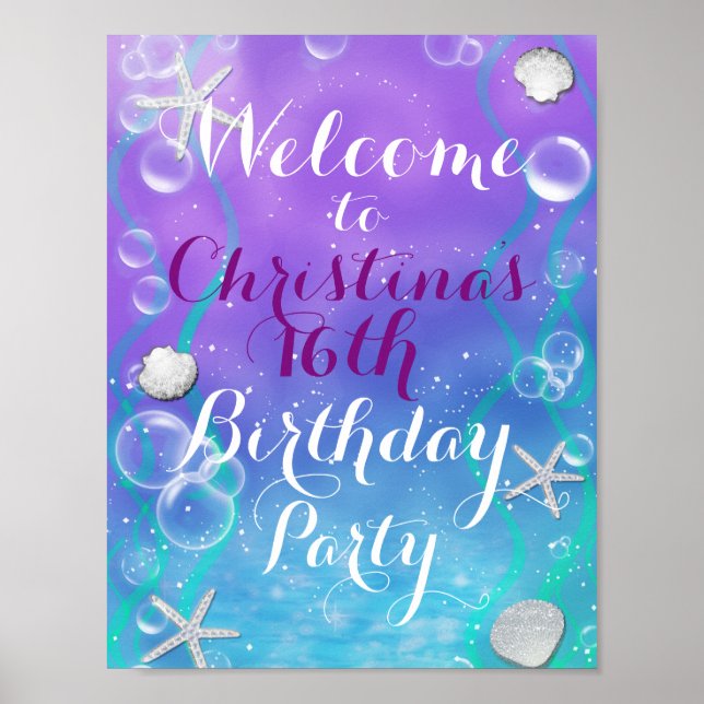 Affiche Panneau de table de bienvenue Enchanté sous la mer (Devant)