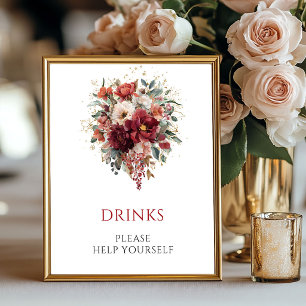 Affiche Panneau de table de boissons de fleurs d'automne b