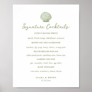 Affiche Panneau de table de boissons signature vert sauge 