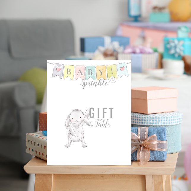 Affiche Panneau de table de cadeaux Baby Sprinkle Lapin et (Créateur téléchargé)