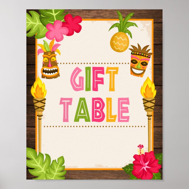 Affiche Panneau de table de cadeaux de Luau (Devant)