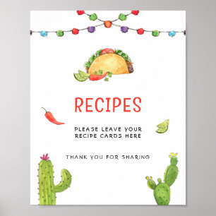 Affiche Panneau de table de carte de recette de tacos mexi