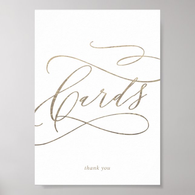 Affiche Panneau de table de cartes de calligraphie dorée r (Devant)