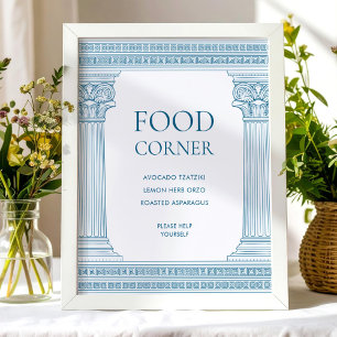 Affiche Panneau de table de coin repas en bleu