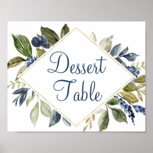 Affiche Panneau de table de dessert à feuillage doré de ve