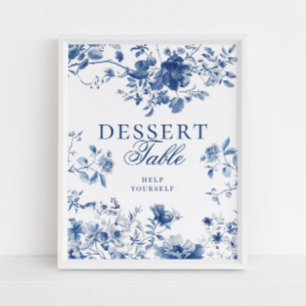 Affiche Panneau de table de dessert à la toile de Jouy ble
