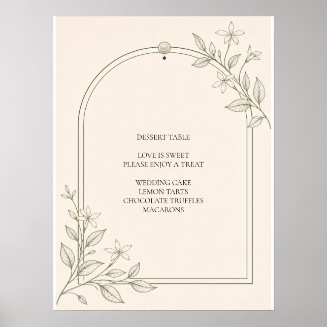Affiche Panneau de table de dessert de mariage botanique d (Devant)